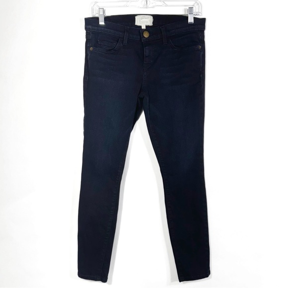 Current/Elliott Navy Blue Dark Wash Cropped Ankle Skinny Jeans Size 28 - Picture 2 of 11